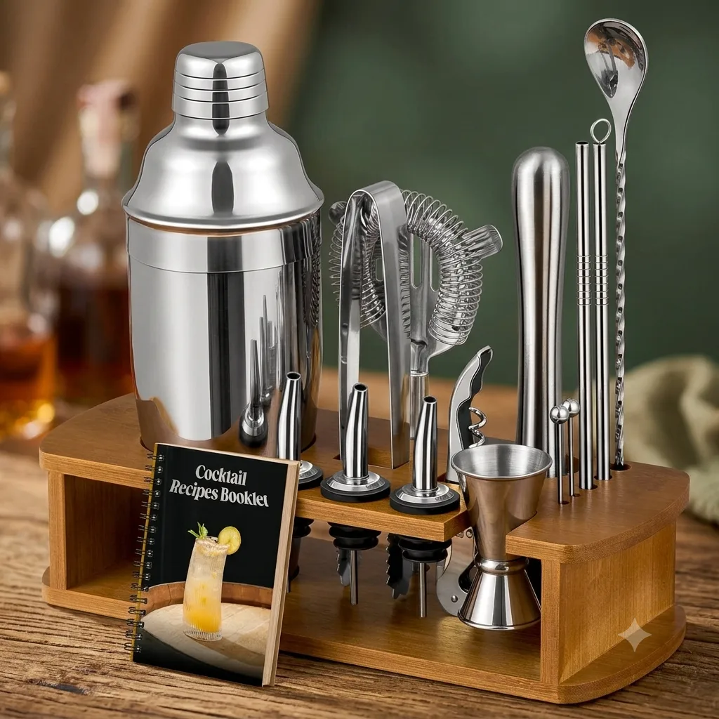 Kit de coctelería con soporte